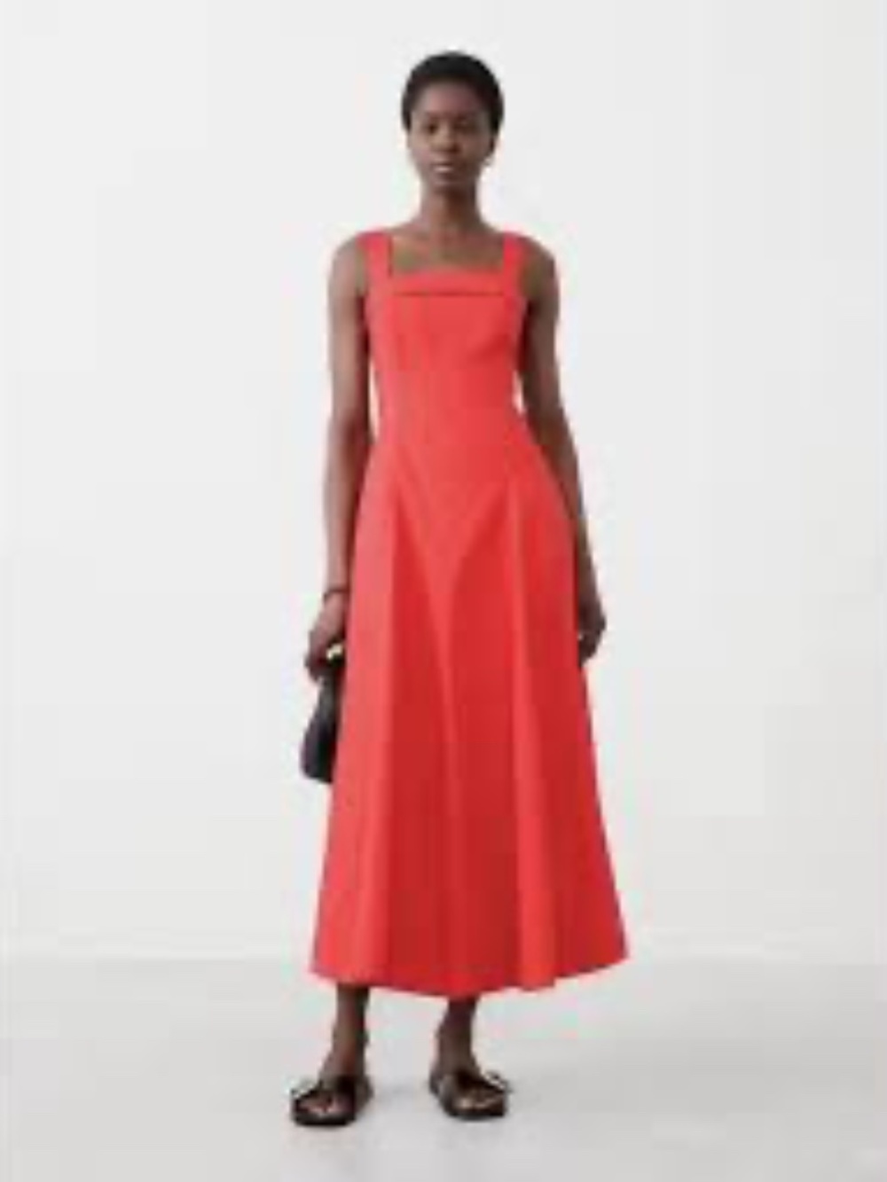 Banana Republic Bright Red Midi Dress with Adjustable Wide Straps